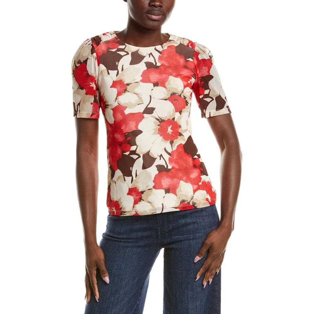 Anne Klein Womens  Printed Mesh Top